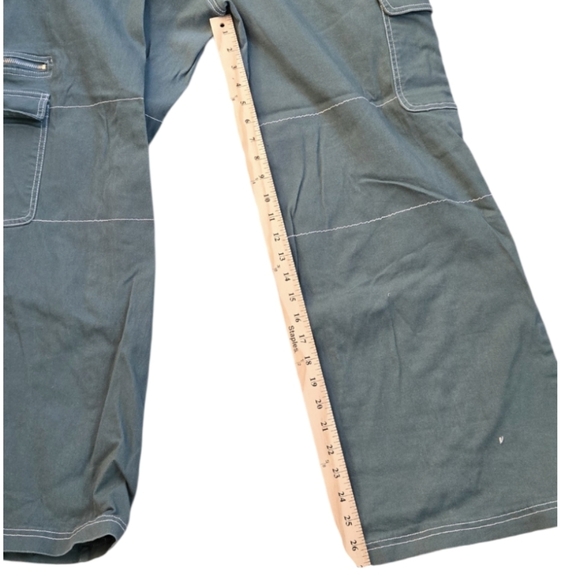 Y2K Style Wide Leg Cargo High Waist Women's Green Elastic Waist Pants Sz XL - Picture 8 of 9